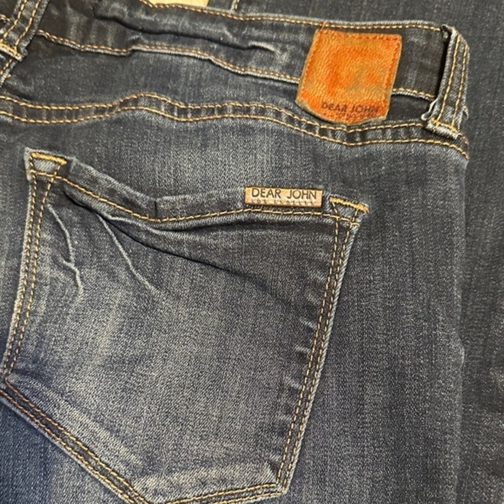 694.  Dear John modern luxury Dark Blue Straight Leg Jeans size 27